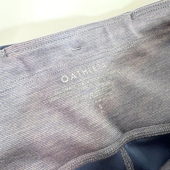 Athleta Legging Women Gray Blue Ultimate Stash Pocket 7/8 Compression Pant Small - Picture 5 of 9